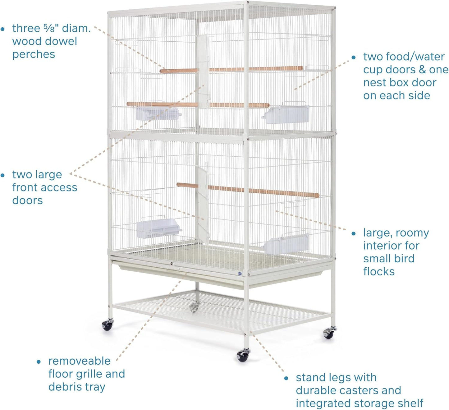 Prevue Pet Products Wrought Iron Flight Cage with Stand, Large Birdcage for Pets, Metal Cage Standing Birdcage, Chalk White