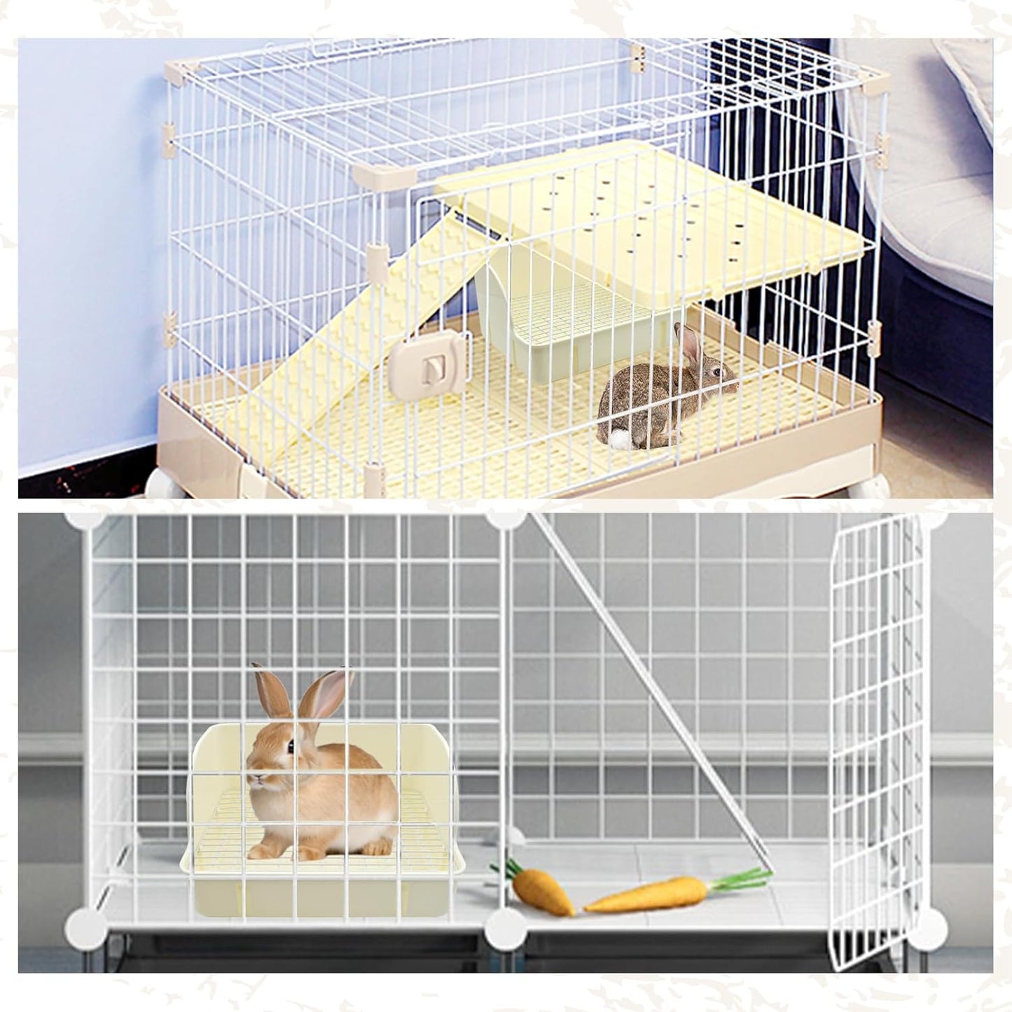 12Pcs Rabbit Litter Box for Cage, Bunny Potty Trainer Corner Guinea Pig Plastic Square Grate Toilet Pet Bedding Litter Box for Small Animal Ferret Hamster Hedgehog (White)