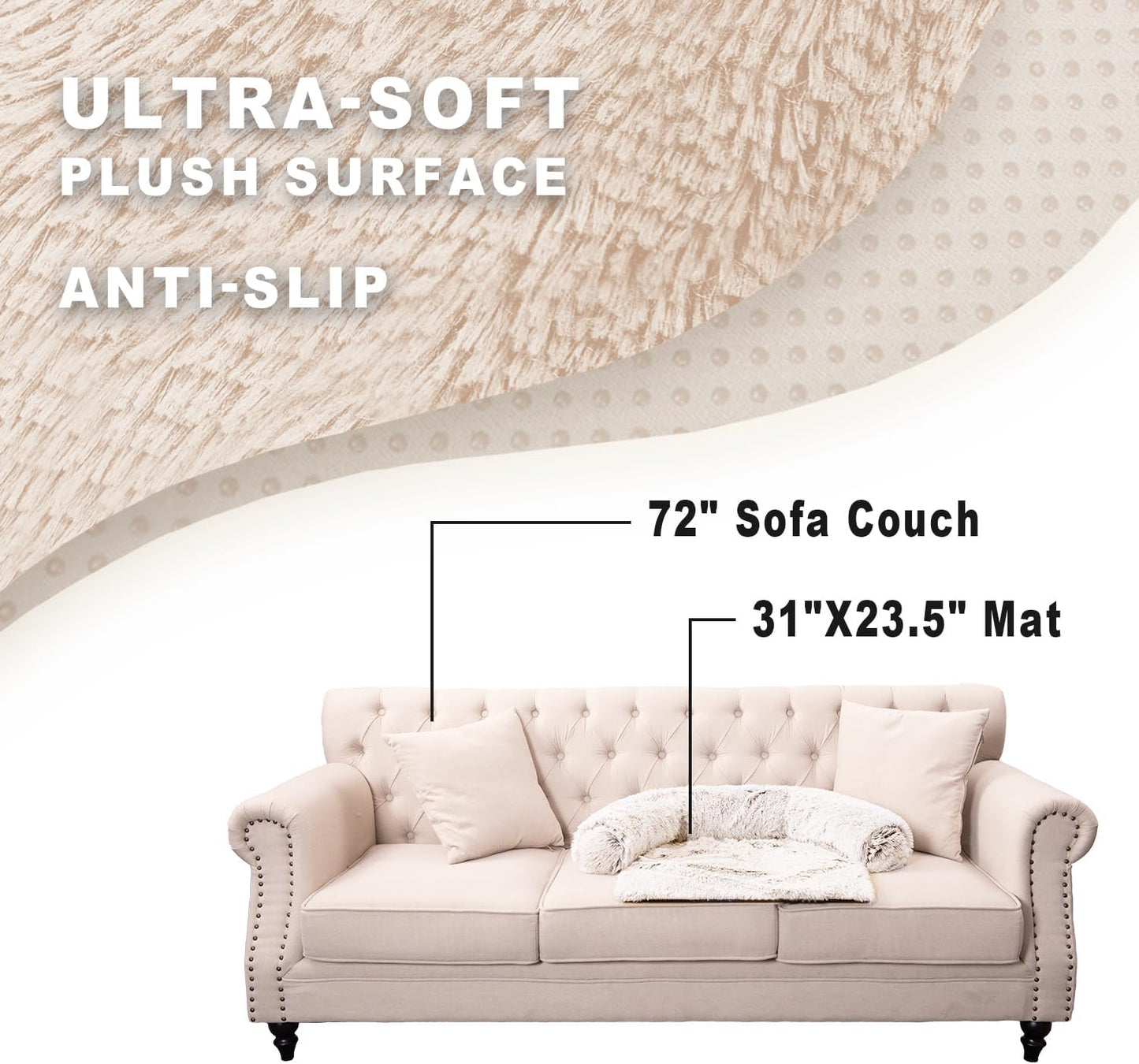 Calming Dogs/Cats Bed Mats, Dog Pad Washable Removable Couch Cover, Plush Long Fur Mat for Pets, Waterproof Lining, Perfect for Small, Medium and Large Dogs and Cats (Gradient Brown, 31"x23")