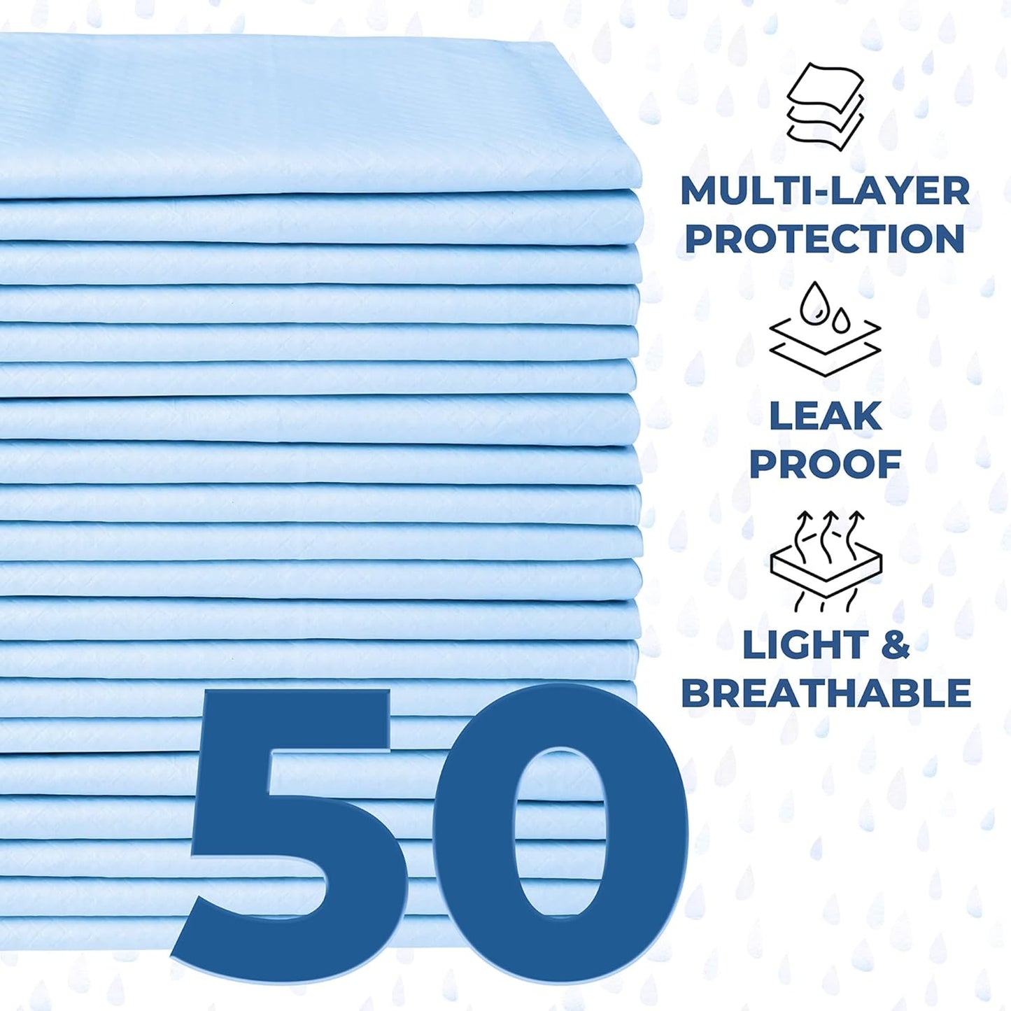 GREEN LIFESTYLE Disposable Underpads - Chucks Pads for Adults, Seniors and Children - Ideal for Incontinence Protection - Pet Disposable Pee Pads for Dogs, Cats (Pack of 50 - 36x36)