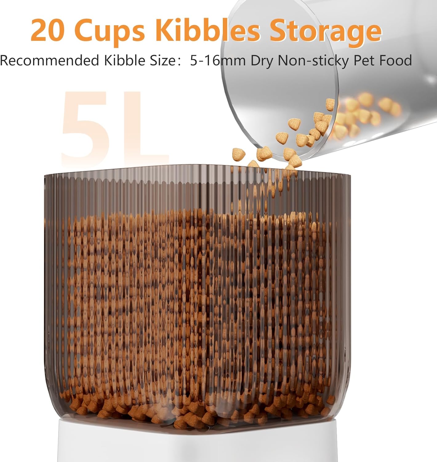 Automatic Cat Feeder for 2 Cats, APP Control 5L Timed Dual Dog Food Dispenser with Dual Power Supply Programmable 1-15 Meals Control with Auto Pet Feeder for Cats and Dogs (WiFi)