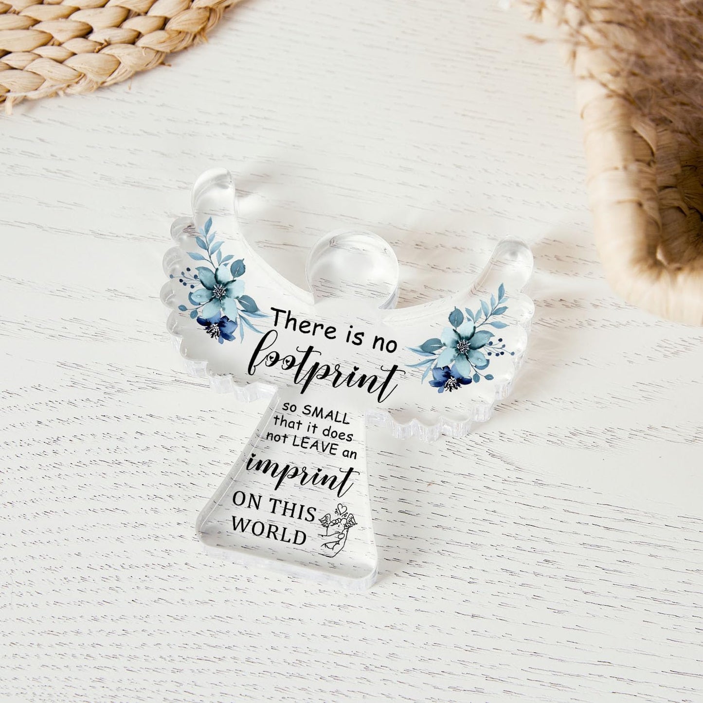 Sympathy Gifts, Miscarriage Gifts for Mothers, Remembrance Gift, Remember Me Grieving Present, Baby Footprint Memorial Angel Acrylic Decor, Funeral in Memory of Loss of Baby, Infant Loss Sympathy Gift