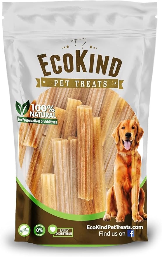 EcoKind Pet Treats Premium Gold Peanut Butter Flavored Churro Chews | All Natural Himalayan Yak Cheese Dog Chew for Small to Large Dogs | Keeps Dogs Busy & Enjoying Indoors & Outdoor Use (20 Sticks)