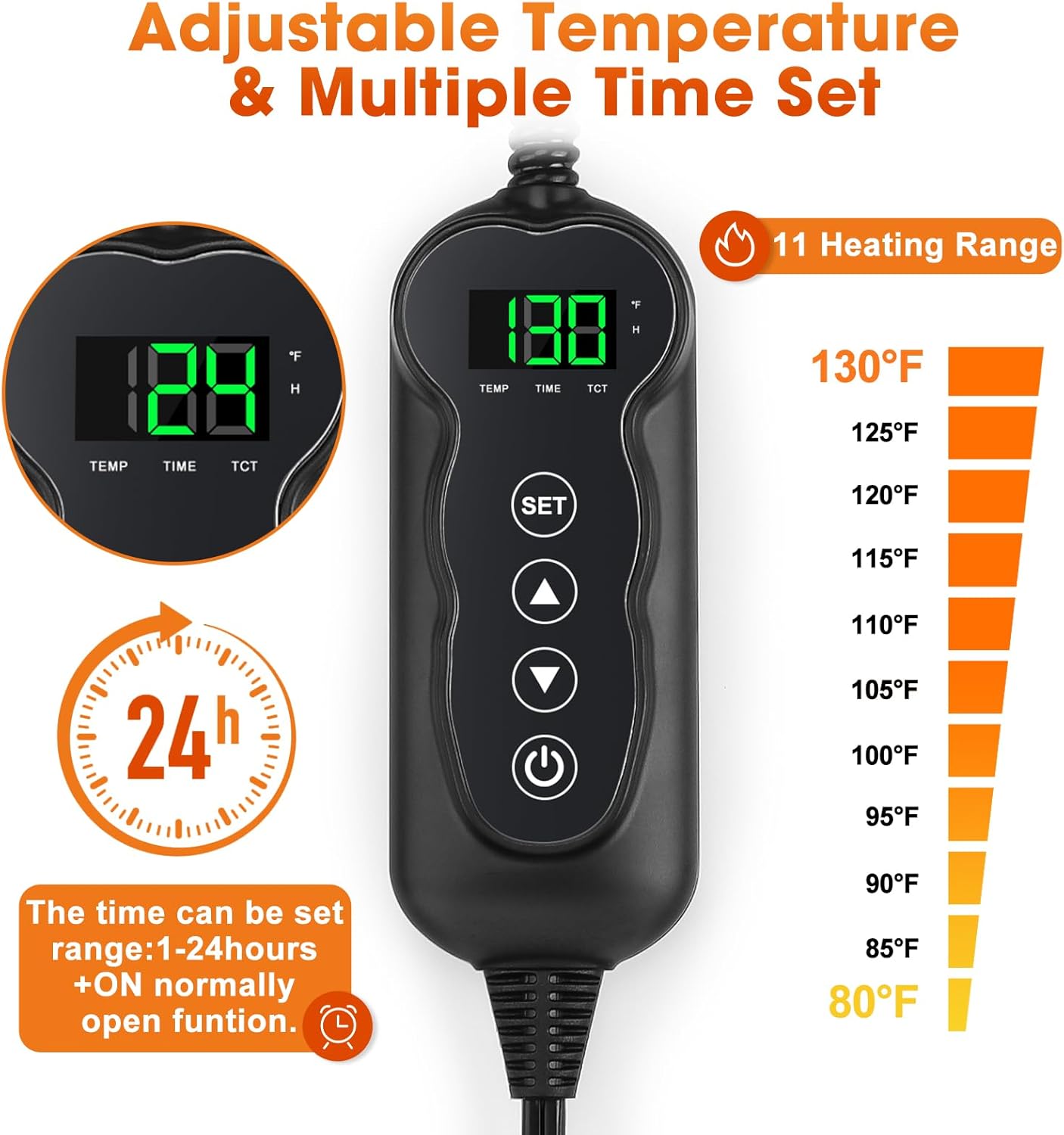 GASUR Pet Heating Pad for Dogs, Waterproof Cat Heating Pad with Timer Temperature Adjustable, Indoor Heated Electric Pet Bed for Cats Dogs, Anti-bite Pet Heated Pad, 35''x24'', Large