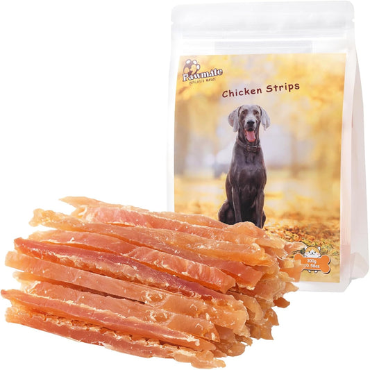 Chicken Jerky Strips Dog Treats, Natural Dehydrated Chicken Snacks w/Taurine, Soft & Chewy Training Treats for Small Medium Large Dogs, Rawhide-Free, Grain-Free, 10.6 oz