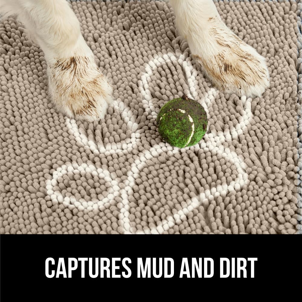GORILLA GRIP Dog Doormat, Absorbent Doormats for Muddy Dogs Paws, 48x30 Machine Washable Soakstopper Rugs, Cleaner Floors, US Designed Pet Bed Door Mat, Indoor Entrance Pets Rug, Beige Ivory