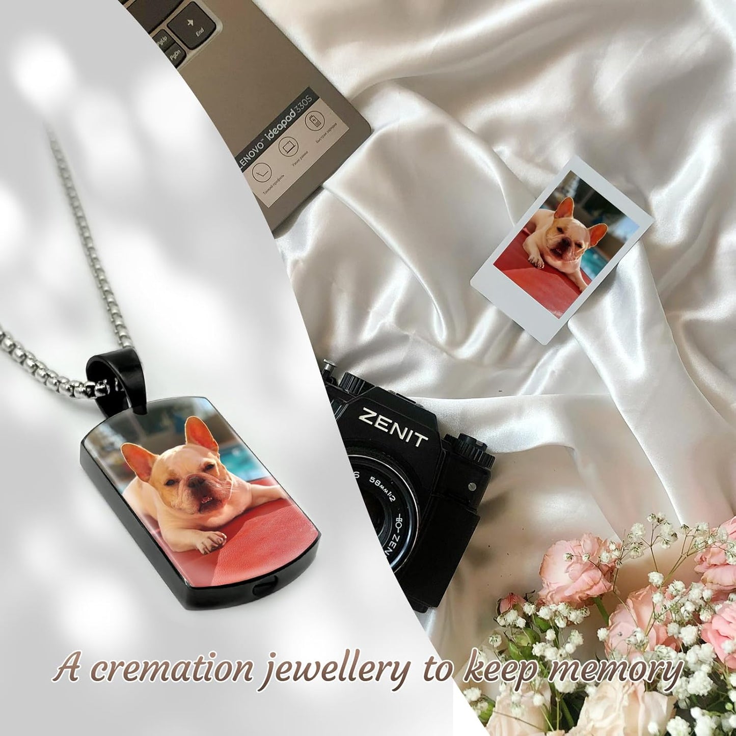 Funnylife Personalized Pet Urn Necklaces for Dog Cat Ashes Custom Photo Text Stainless Steel Cremation Ash Memorial Jewelry Pet Loss Sympathy Gift