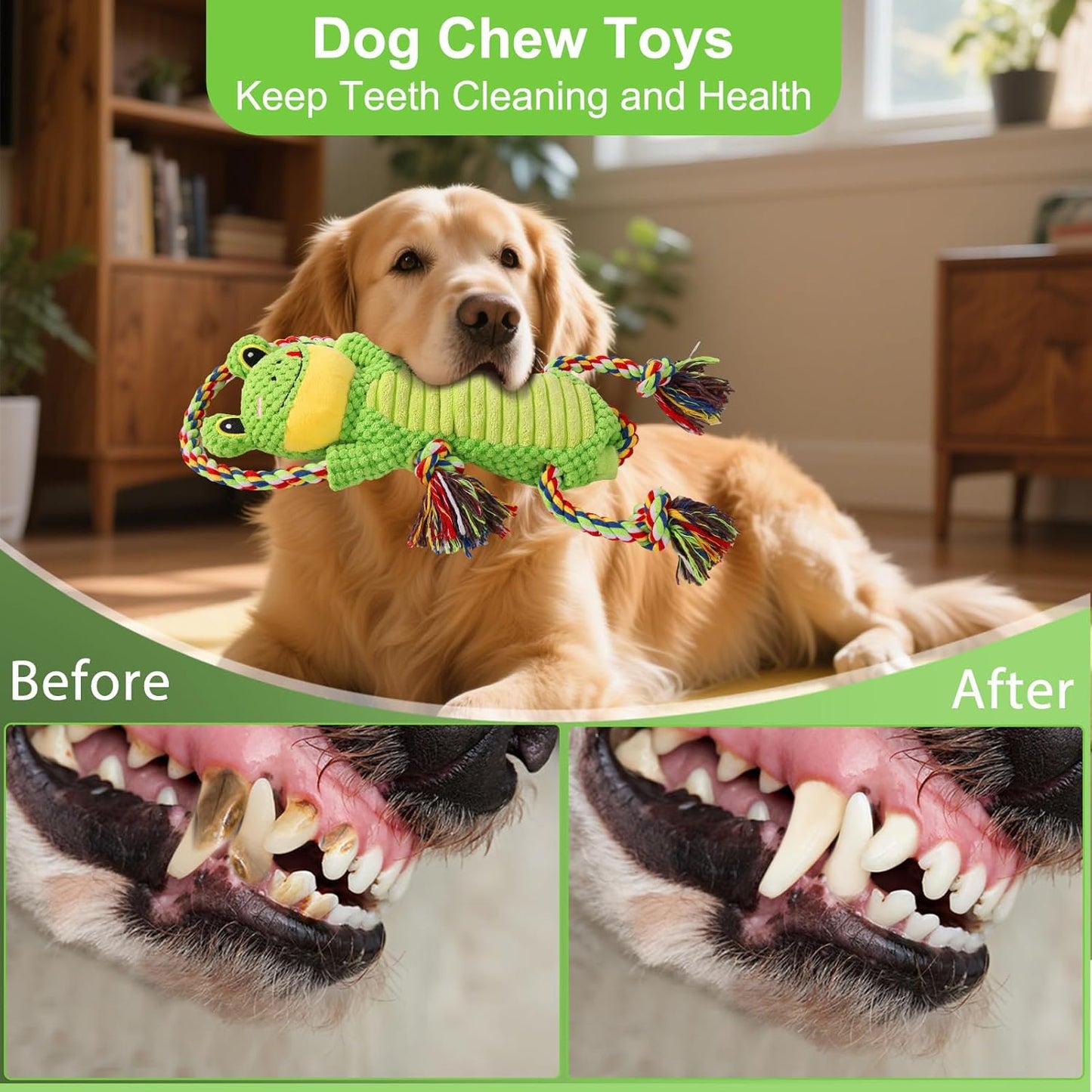 Interactive Chew Proof Dog Toys for Boredom & Anxiety - Plush with Squeaker & Crinkle Sound & Ropes for Small, Medium, Large Dogs