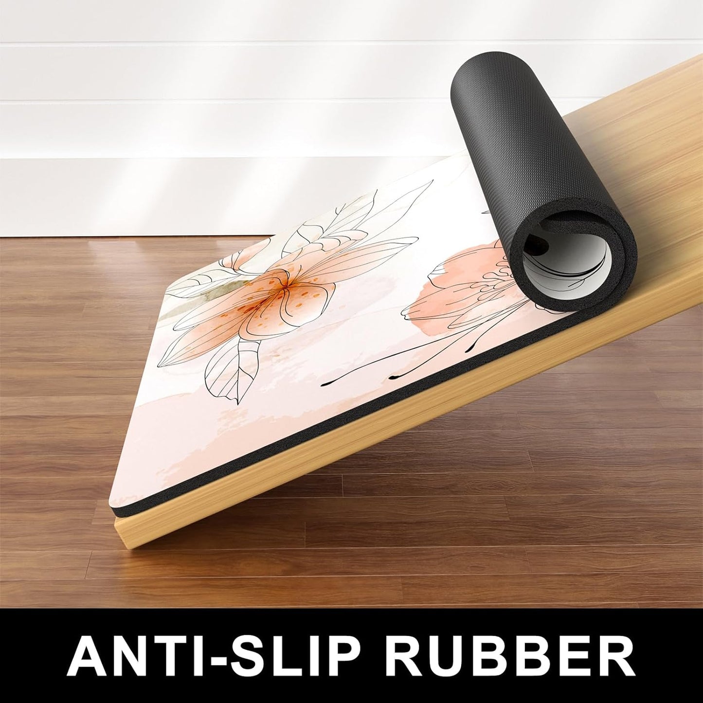 Dog Food Mat, 12" x 19" Absorbent Dog Cat Bowl Mat for Food and Water, Cute Anti-Slip Rubber Pet Feeding Rug Protect Floors, Placemat for Feeding & Watering Supplies, Watercolor Flowers