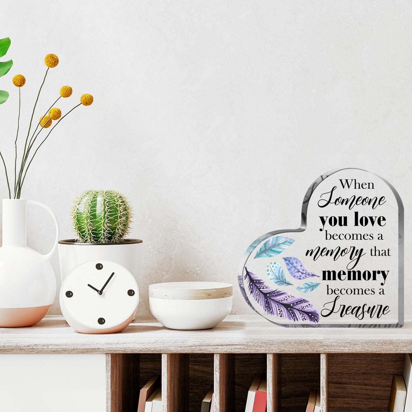 Xendelow Acrylic Heart Sculpture, Color21 Sympathy Gift for Loss, Tabletop Decor for Condolences, Anniversary or Home