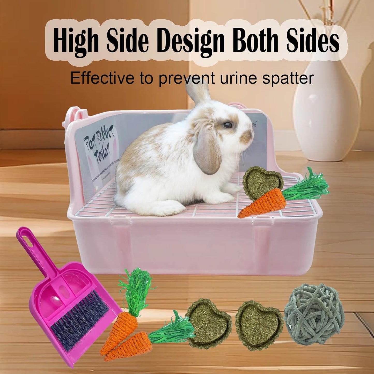 kathson Guinea Pig Litter Box,Bunny Potty Training,Plastic Square Small Animal Toilet,for Hamster Chinchilla Ferret Hedgehog Gerbil (Pink)