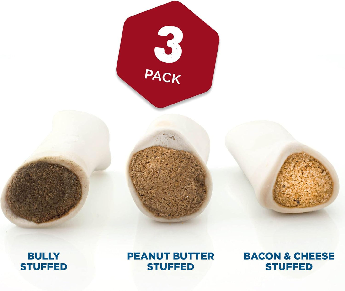 Best Bully Sticks Variety Pack Filled Shin Bones - 5-6 Inch 3 Count (Pack of 1) - Easily Digestible, Long-Lasting, Refillable Snack