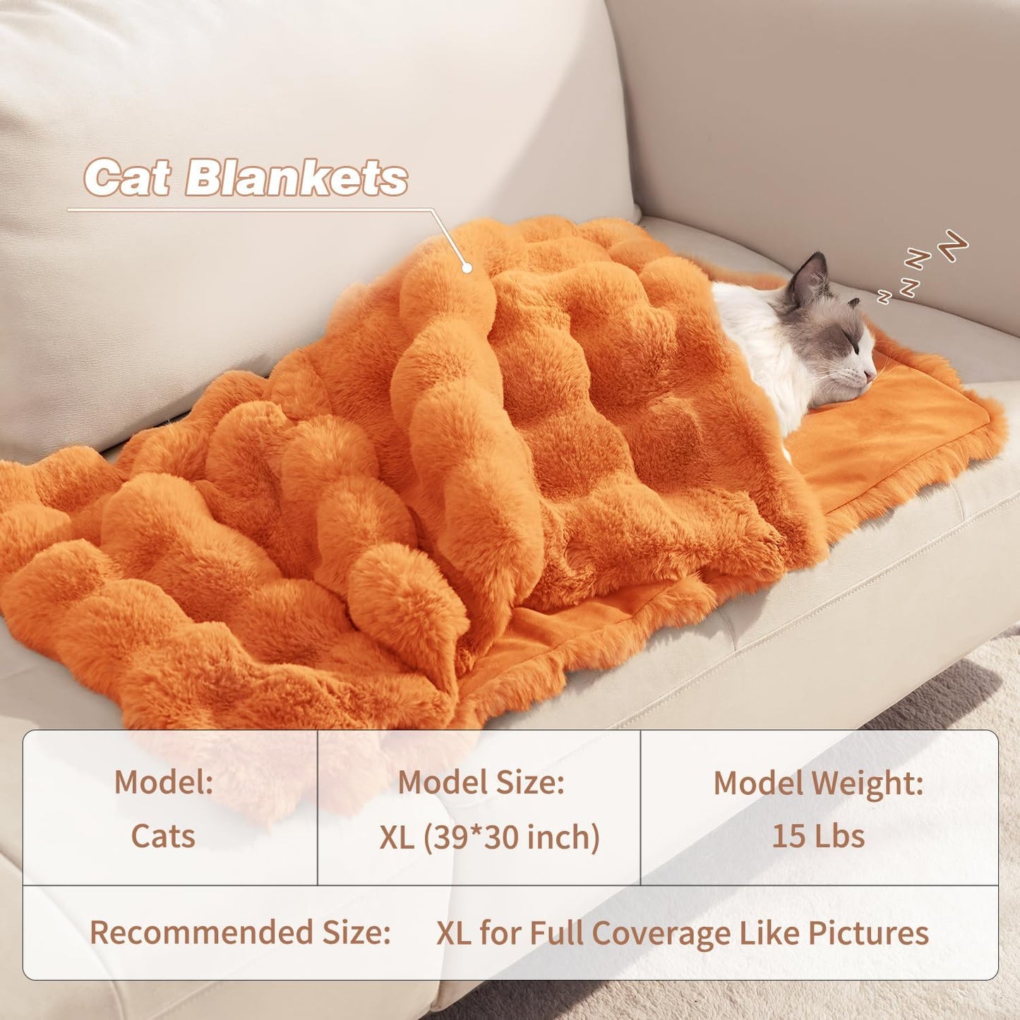Dog Blanket Ultra Soft Fuzzy Faux Fur Cat Blankets for Indoor Cats Ultra Soft Plush Faux Fur Machine Washable Reversible Pet Throw Protector for Couch Furniture 39"X 30" Orange