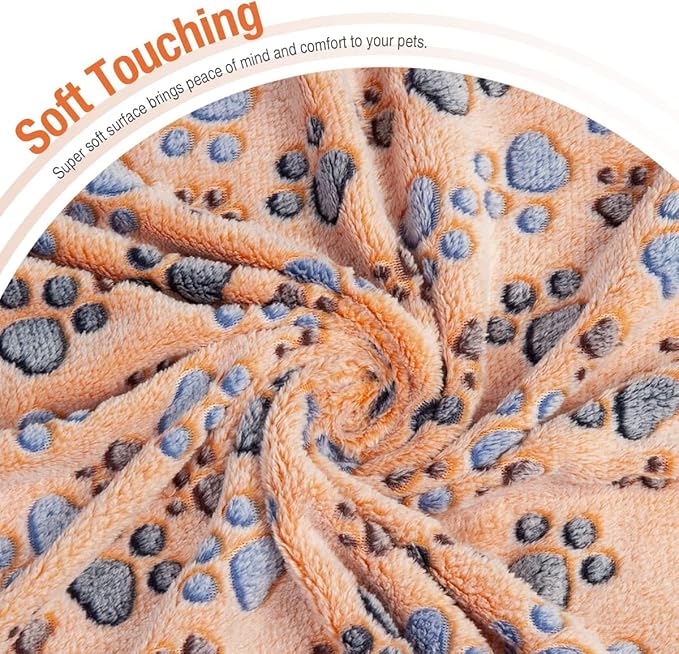 Pet Soft 1 Pack 3 Pet Blankets for Dogs - Fluffy Cats Dogs Blanket for Small Medium & Large Dog, Cute Print Pet Throw Puppy Blankets Fleece (Paws, 3XXL)