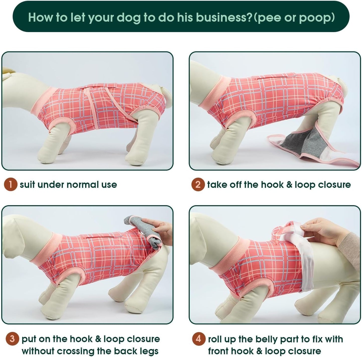 Kuoser Dog Recovery Suit for Female Male Dogs, Post-Surgery Bodysuit for Spay Neuter, Dog Onesie After Surgery, Anti-Licking Pet Surgical Recovery Suit, Pink L