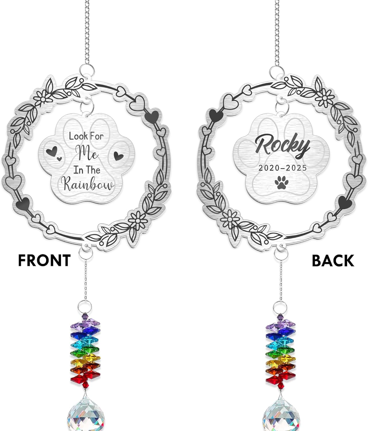 Look for Me in The Rainbow Dog Memorial Suncatcher - Personalized Aluminum Paw Print Ornament - Rainbow Bridge Pet Loss Gift for Dog Lovers - Custom RIP Pet Keepsake 2025