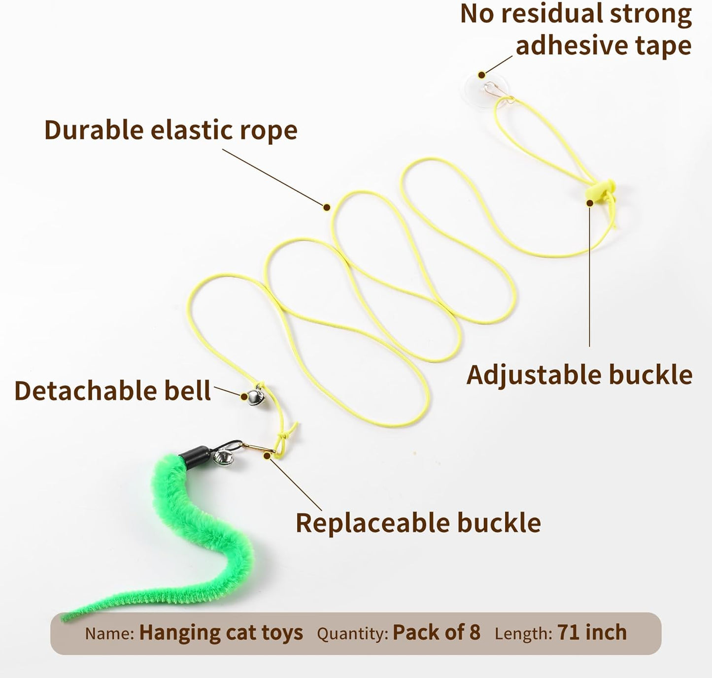 Interactive Cat Feather Toys 8Pcs,Interactive Wand,Cat Teaser,Indoor cat Hanging Interactive Toy Suitable for Bored Adult Cats and Kittens Play Chase Exercise