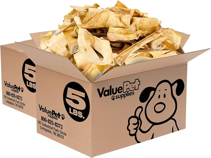 ValueBull Beef Cheek Slices, Long Lasting Dog Chews, Varied Sizes, Shapes, & Colors, 10 Pound Bulk Pack - Long Lasting Dog Chews, Rich in Collagen, Single Ingredient, Cleans Teeth
