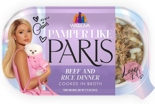 Weruva Paris Hilton Pamper Like Paris Natural Wet Dog Food, Beef and Rice, 2.75oz Cup (Pack of 10)