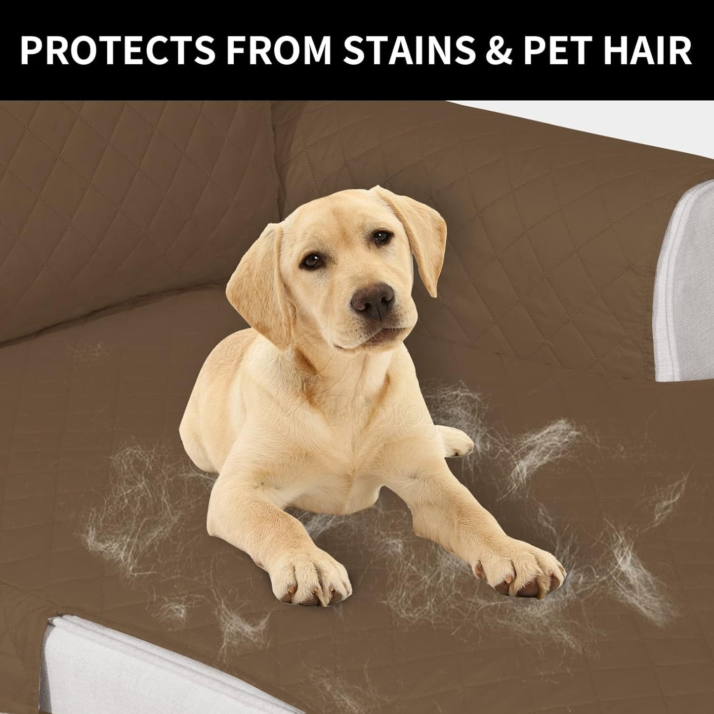 Easy-Going Reversible Chaise Lounge Couch Cover Water Resistant Sofa Cover Sectional L Shaped Sofa Slipcover with Adjustable Straps Furniture Protector for Dogs (115X34 in, Camel/Camel)