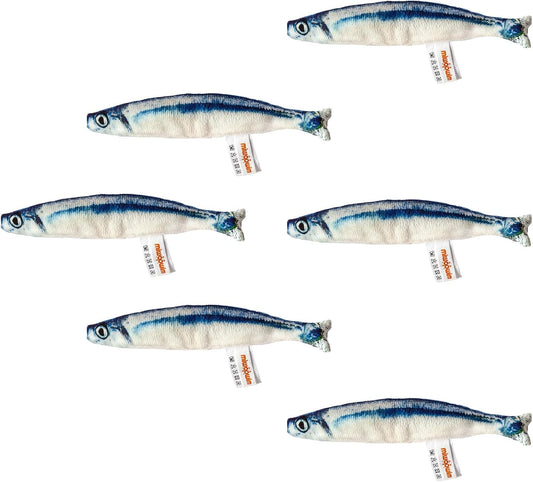 6 PCS Cat Fish Toy Soft and Durable,Cat nip Toy with Catnip Inside, Kicker Toys for Indoor Kitten Exercise,Kitty Teething Chew Toy (6 Sauries)