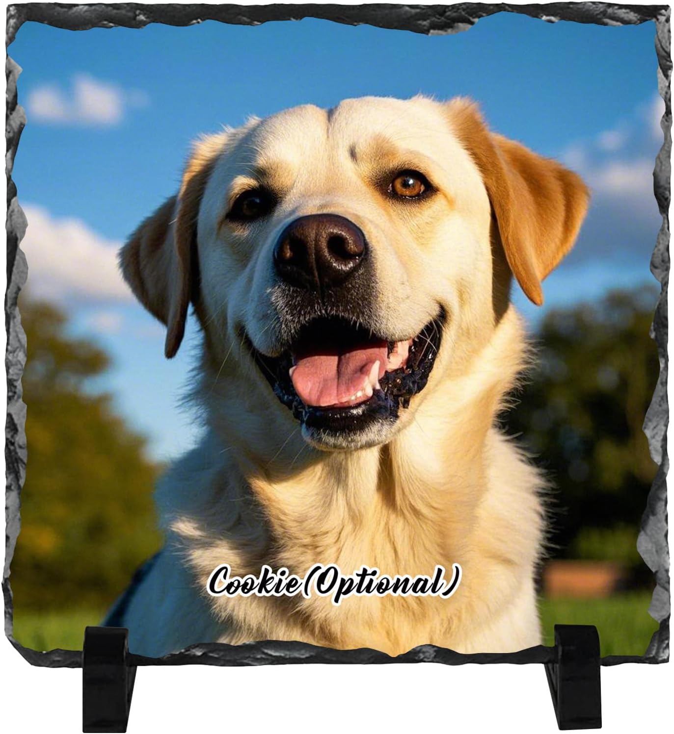 Bemaystar Personalized Rock Slate Photo Frame- Dog Photo Slate Stone Plaque, Customized Gifts for Pet Lovers, Personalized Square Shaped Picture Frame 5.9x5.9