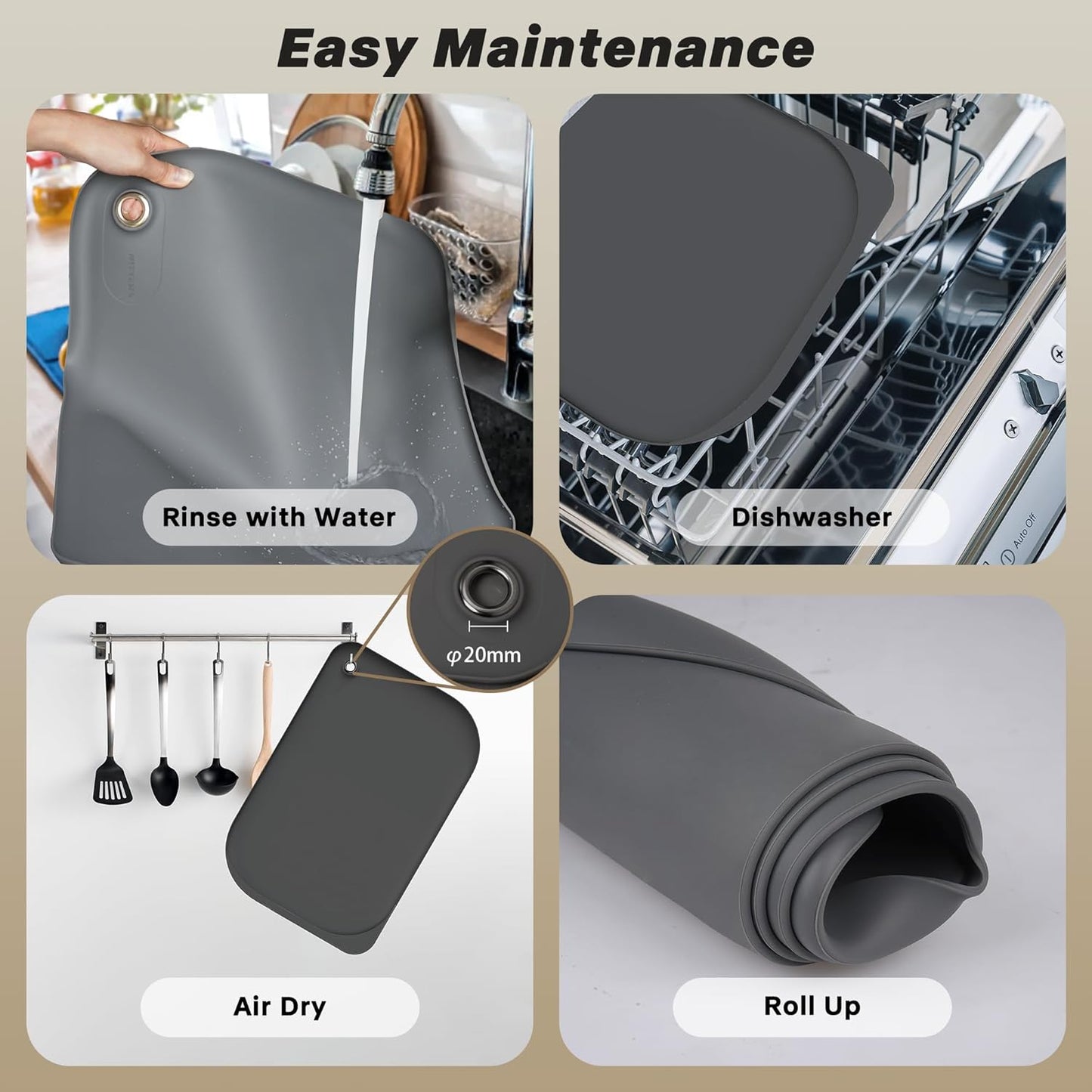 Dog & Cat Mat for Food and Water - Nityers Dog Food Mat for Floors Waterproof with Pocket, High Raised Edges, Thicker BPA Free Silicone, Pet Feeding mat for Bowl, Automatic pet Feeder, Water Fountain