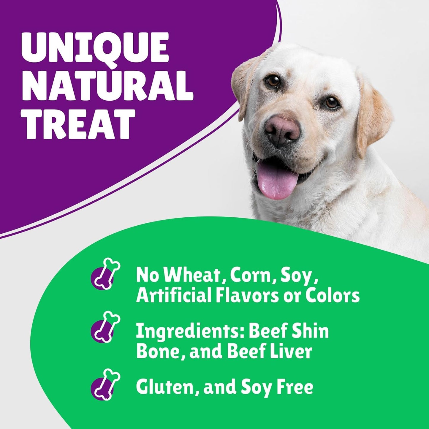 Liver Coated Dog Bones for Aggressive Chewers, Chew Bone for Large Dogs, Dog Bones Long Lasting, Beef Shin Large Bone, 10 Pack