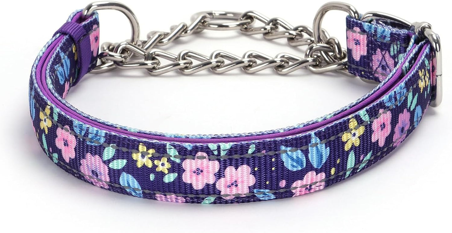 Chain Martingale Collar for Dogs，Stainless No Pull Slip Cinch Choker Choke Collar Training Escape Proof Heavy Duty Dog Collar for Small Medium Large Pet Girl Female Dogs XL