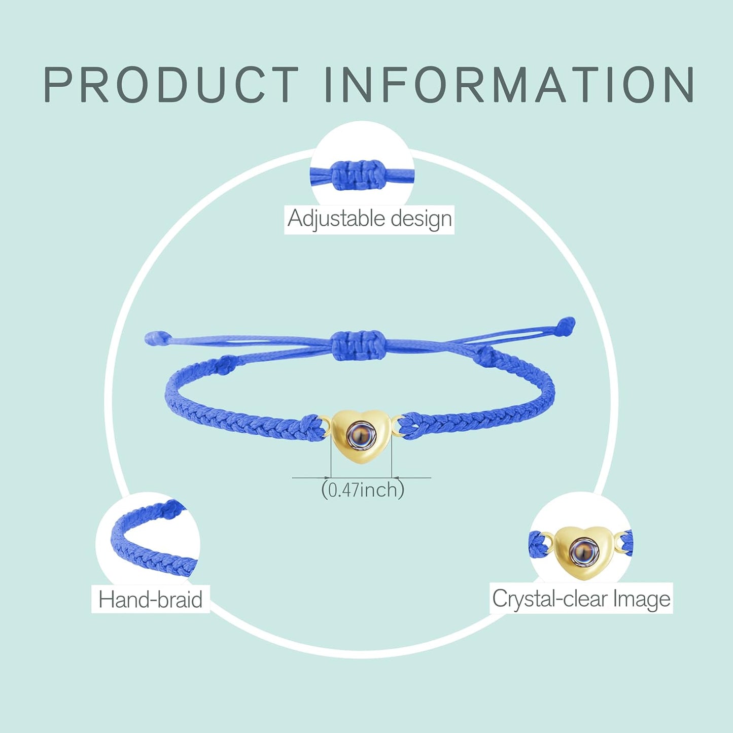 EMIRISTIC Custom Photo Bracelet - Personalized Picture Natural Stone Cuban Chain Bracelet - Any Special Day Gifts