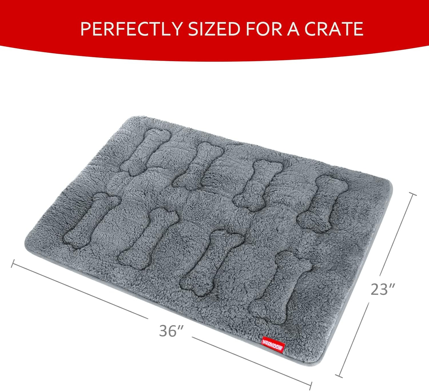 Dog Bed Crate Mat(36" X 23") 2 Pack, Soft Plush Dog Bed Pad Machine Washable Crate Pad, Grey