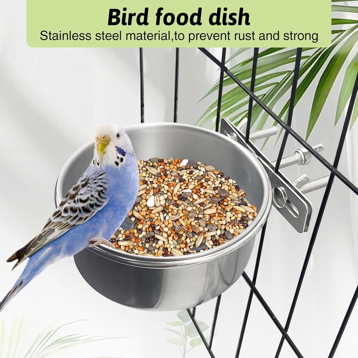 Tfwadmx 8 Pcs Bird Feeding Dish Cups,Parrot Food Bowl Clamp Holder Coop Cup Bird Cage Water Bowl for Parakeet African Greys Conure Cockatiels Lovebird Budgie Chinchilla