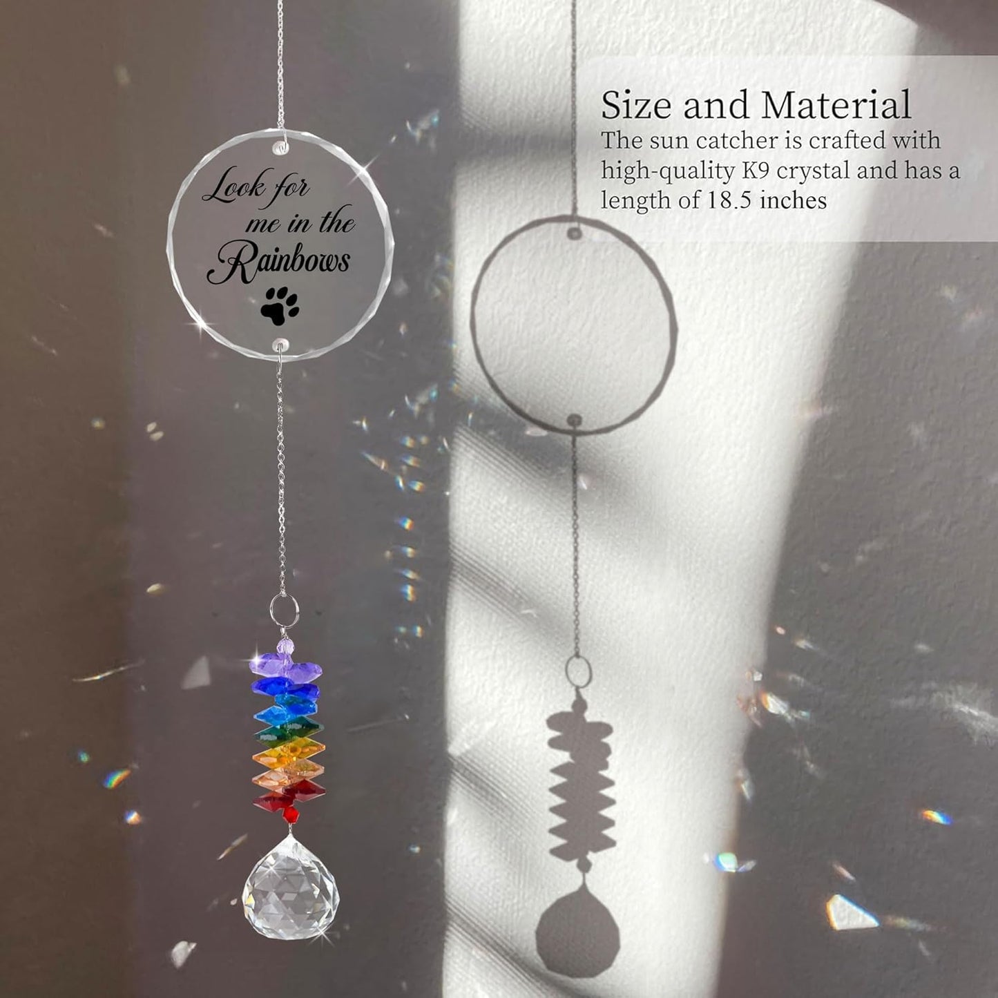Pet Memorial Suncatcher - Dog Cat Loss Sympathy Gift - Rainbow Crystal Prism - Bereavement Keepsake - Pet Lover Gift - Daily Remembrance - Suncatcher Ornament
