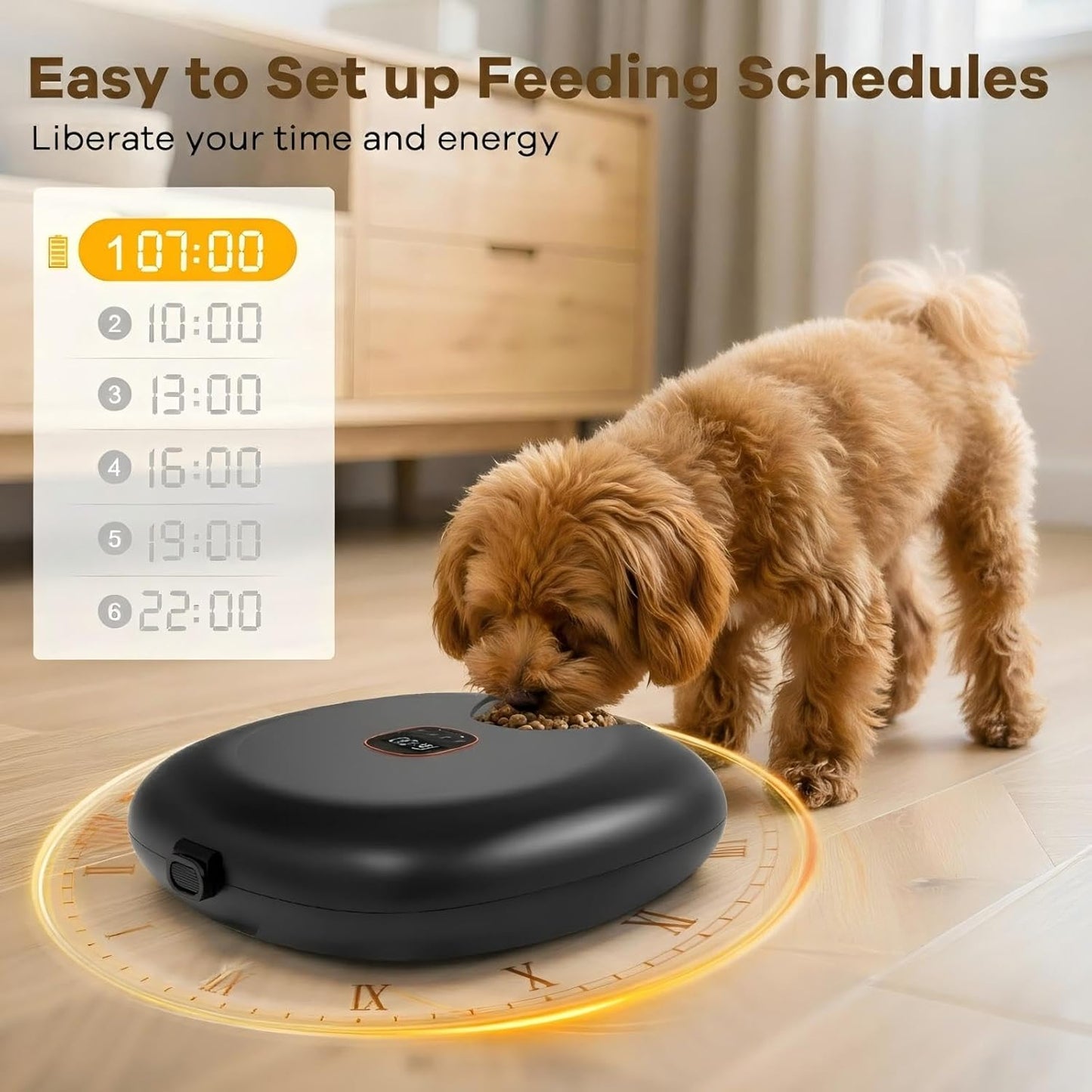 Automatic Cat Feeder Wireless, Sharper Image Auto Cat Food Dispenser for Wet Food with 2 Ice Packs, Rechargeable Auto Feeder for Cats with Programmable Timer Low Battery Indicator, Black