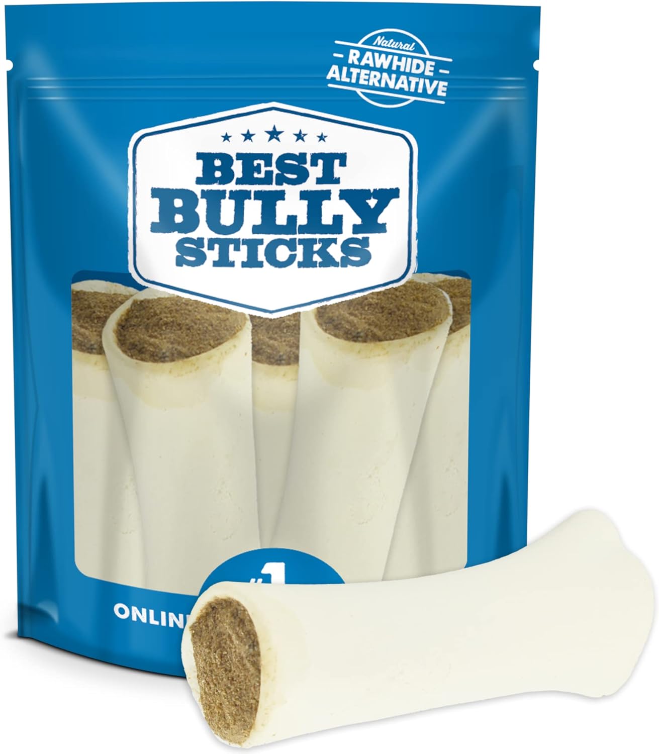 Best Bully Sticks 5-6 Inch Peanut Butter Filled Shin Bones for Dogs - 5 Count (Pack of 1) - Easily Digestible, Long-Lasting, Refillable Treat