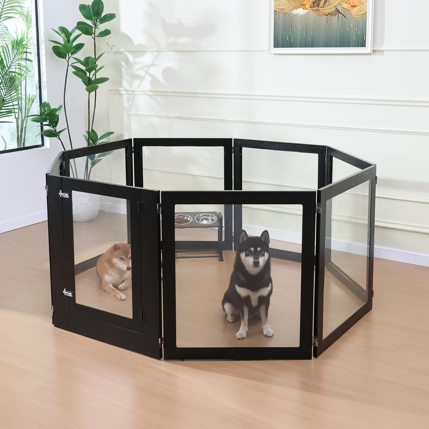 Heavy Duty Clear Acrylic Dog Playpen, 31.5“ Height Transparent Pet Pen, Metal Frame Easy Assemble Kennel Enclosure, Ideal for Small to Medium Dogs, Cats, and Other Small Pets