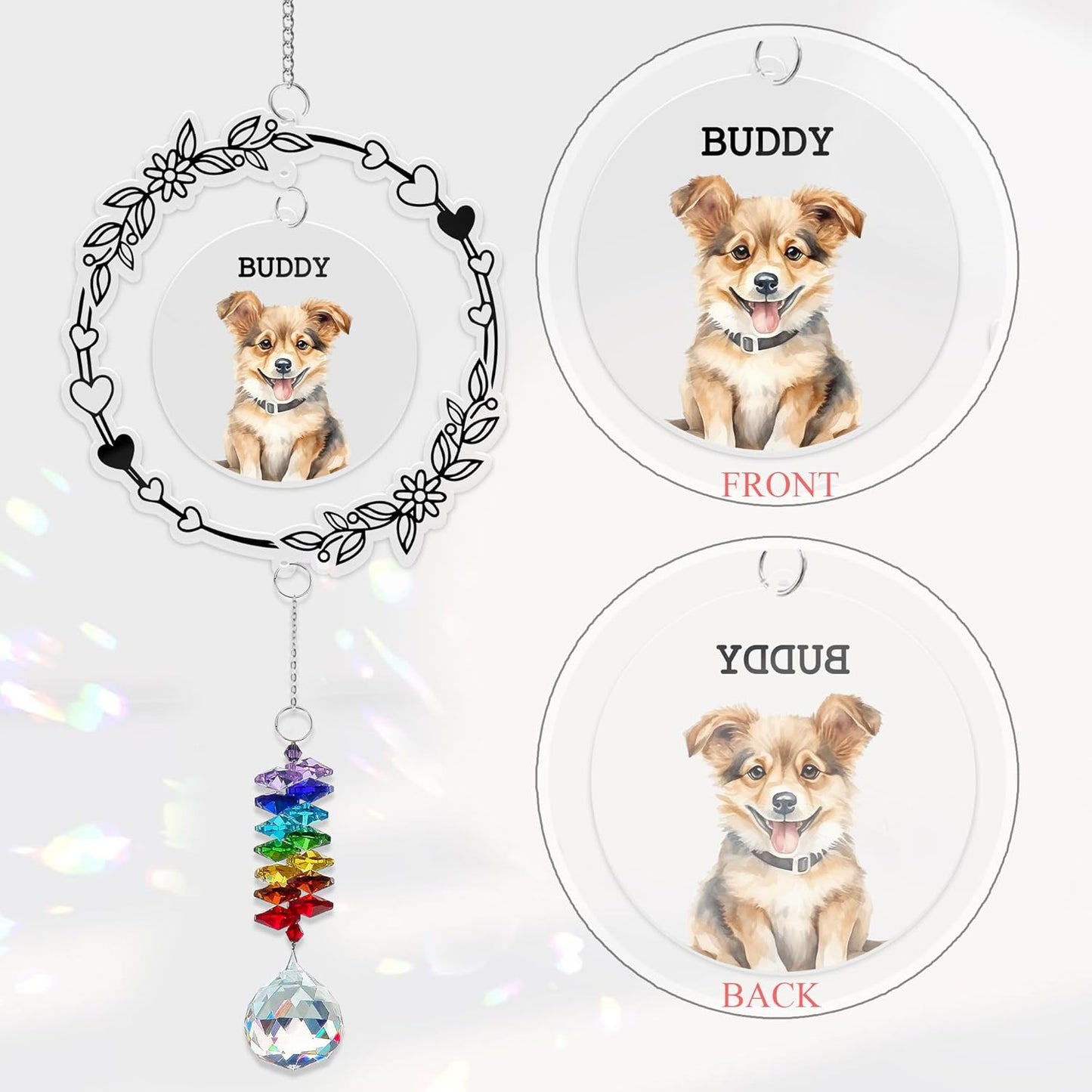 Personalized Dog Photo Ornament Custom Pet Picture - Birthday, Christmas, Back to School Gift for Dog Lovers from Family - Cute Pet Breed Keepsake Suncatcher Decoration 2025