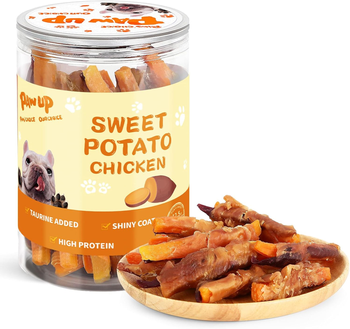 Chicken Sweet Potato Dog Treats, Double Sweet Potato Chews with Taurine, Healthy Pet Snacks for Large Dog, 12.5 oz