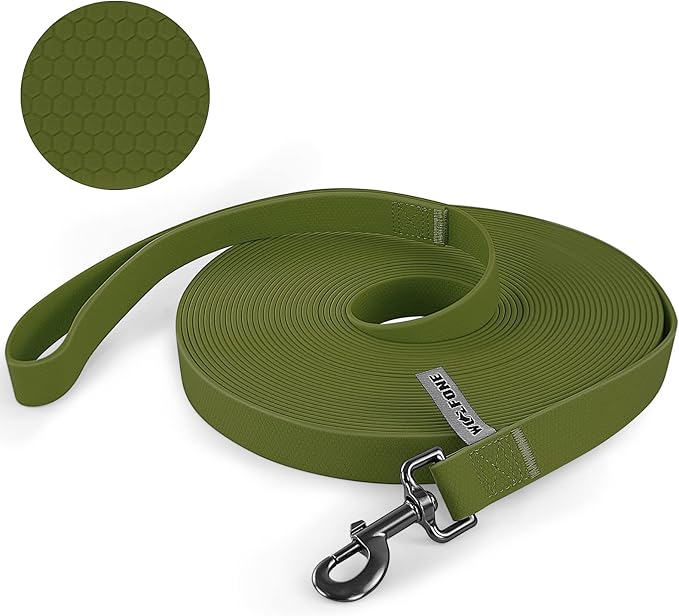 Wolfone 3m Dark Green Heavy Duty Robust Training Dog Leash with Anti-Slip Handle，Waterproof Long Dog Leash for Outdoor Activities