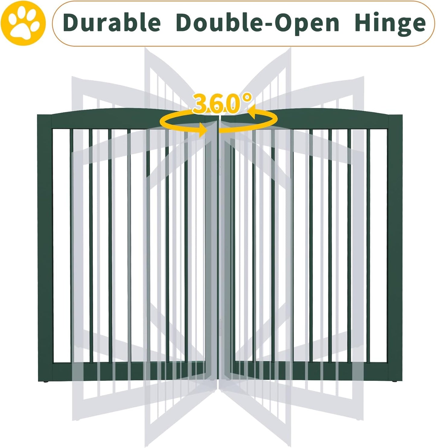 Freestanding Pet Gate for Dogs, Indoor Wooden Dog Gate for House, Foldable Dog Gate for Doorway, Stair, Step Over Pet Puppy Safety Fence Tall, 80 Inch Wide, 4 Panels 32", Green