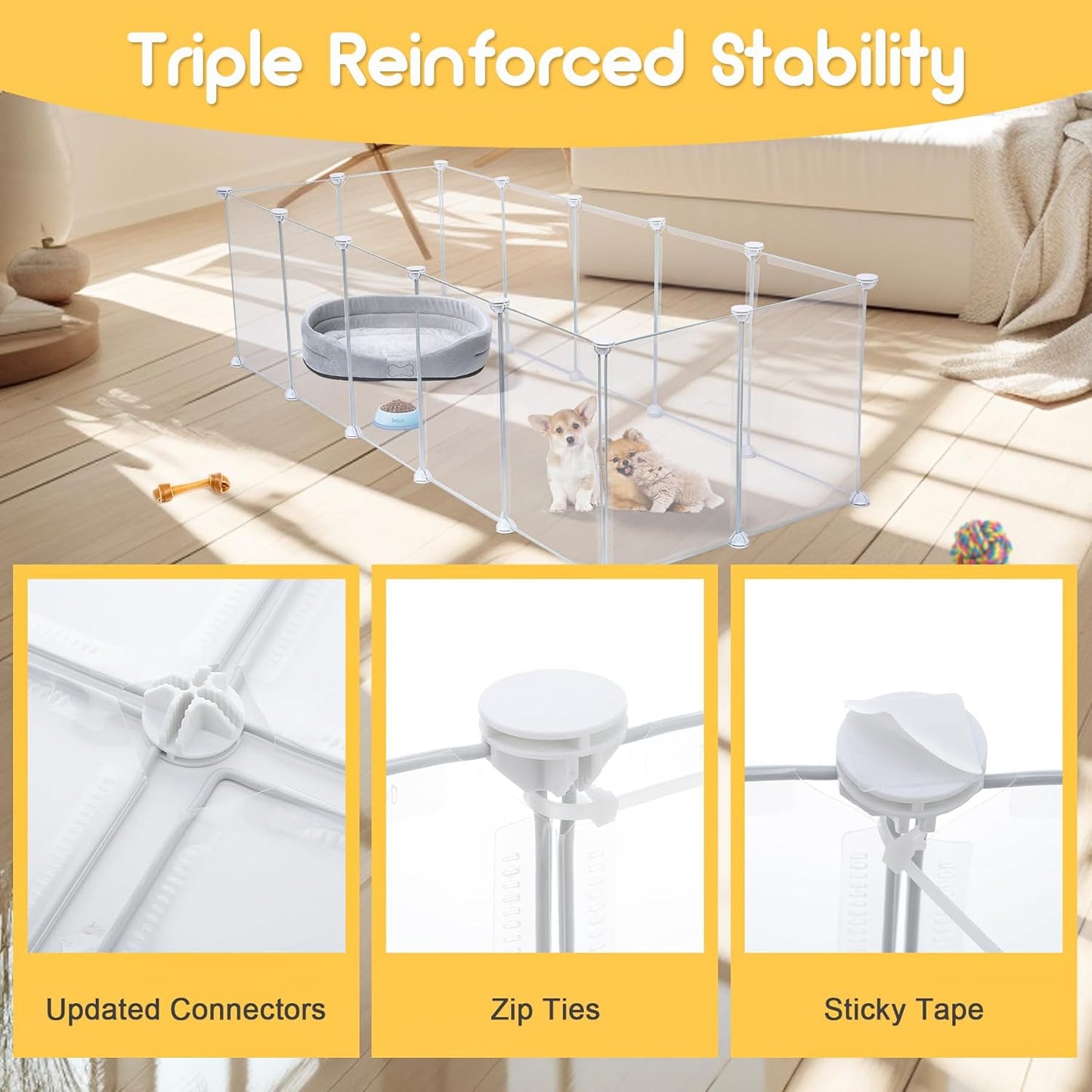 Indoor Puppy Playpen | Durable, Waterproof Pet Play Pen for Kittens, Rabbits, Guinea Pigs - DIY Easy Assembly, Safe & Secure, 16.5 X 12 Inch, 14 Panels