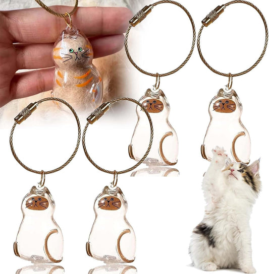 Cat Hair Holder Keychain,Cat Hair Memorial Keyring,Cats keychain Hair Storage Bottle,Transparent Cats Hairs Pendants