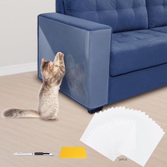 Eunice Cat Scratch Furniture Protectort, 17 x 11.8 in 20 Pack Couch Protector from Cat Claws,Self-Adhesive Tape for Furniture - Easy to Remove Anti Scratch Protector