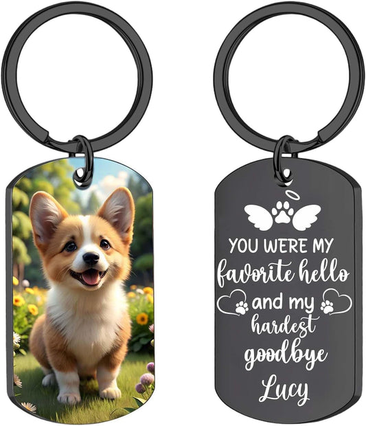 Personalized Pet Memorial Keychain for Loss of Dog Custom Keychain with Dog Picture Customized Sympathy Keyring