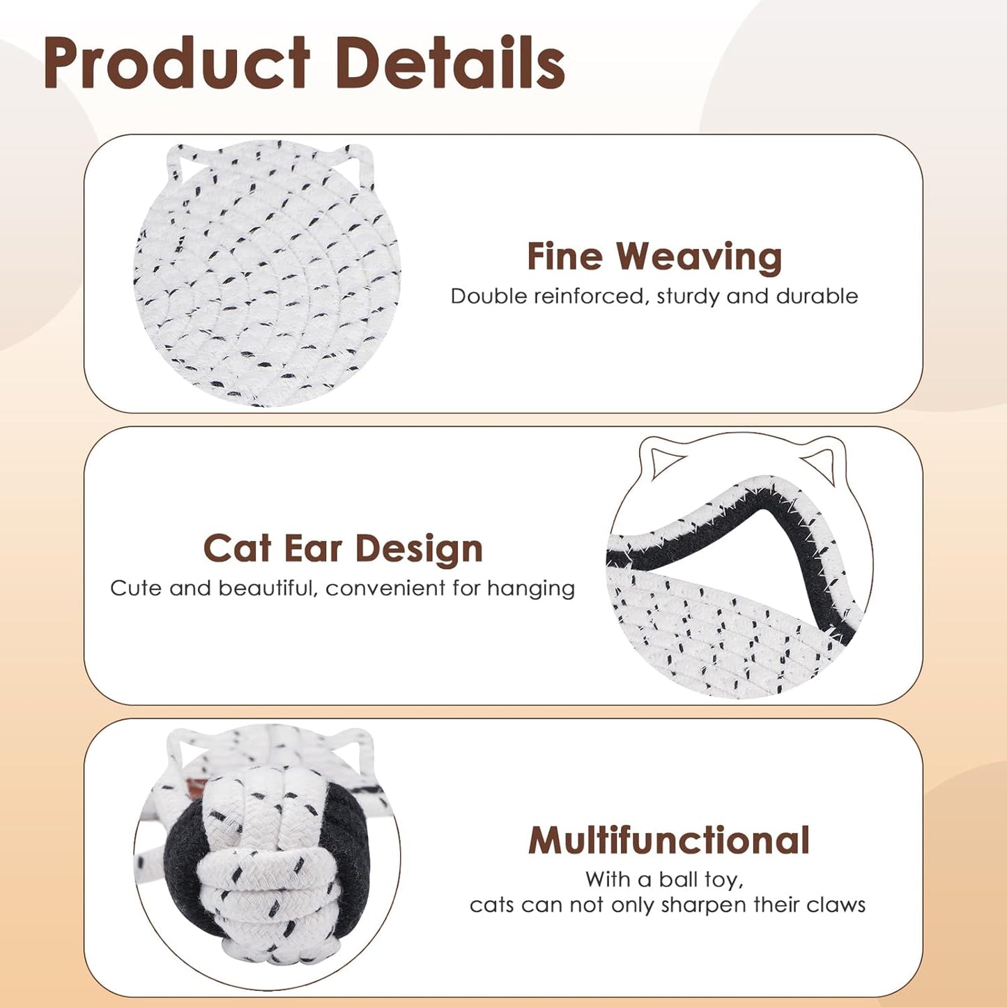 Cat Scratcher Mat, Natural Cotton Rope Cat Scratch Pad, 15.7'' Round Horizontal Floor Cat Scratching Pads for Indoor Cats, Cat Furniture Protector for Wall, Couch, Carpets, Sofas