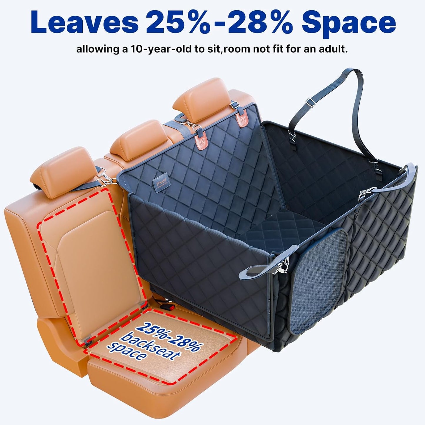 Convertible Back Seat Extender for Dogs, Foldable 400lbs Hard Bottom Dog Car Seat Cover for Back Seat, Waterproof Dog Hammock Bed Backseat Cover for Dogs in Car SUV Truck Pet Seat Cover Black L