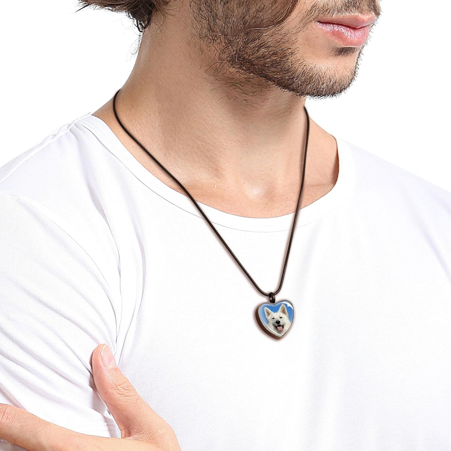 MeMeDIY Personalized Heart Paw Print Ashes Urn Pendant Necklace Custom Name/Photo/Date for Women Men Pet Lover Stainless Steel Memorial Dog Cat Pet Keepsake with Funnel Fill Kit Angel Wing