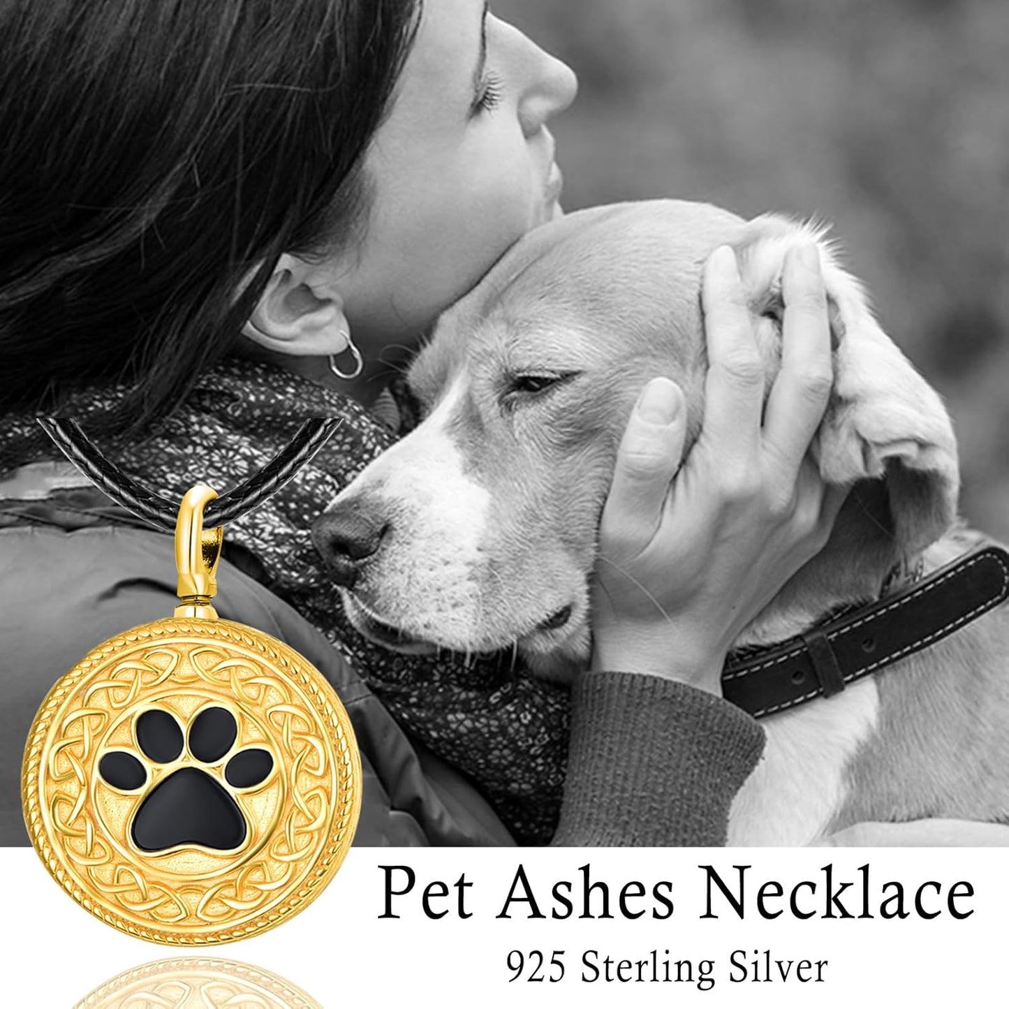 Dreamboat Pet Urn Necklace for Dog Cat Ashes 925 Sterling Silver Paw Print Cremation Keepsake Pendant Celtic Knot Memorial Jewelry Gifts for Women Men