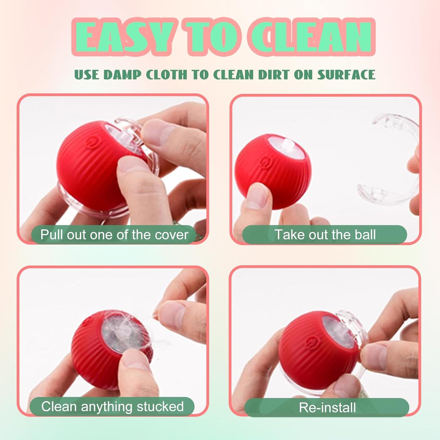 Interactive Cat Toys for Indoor Cats, Automatic Cat Toy with Elastic Mesh Tail, Electric Rolling Ball on Carpet, Chirping and Motion Activate Cat (Gray)