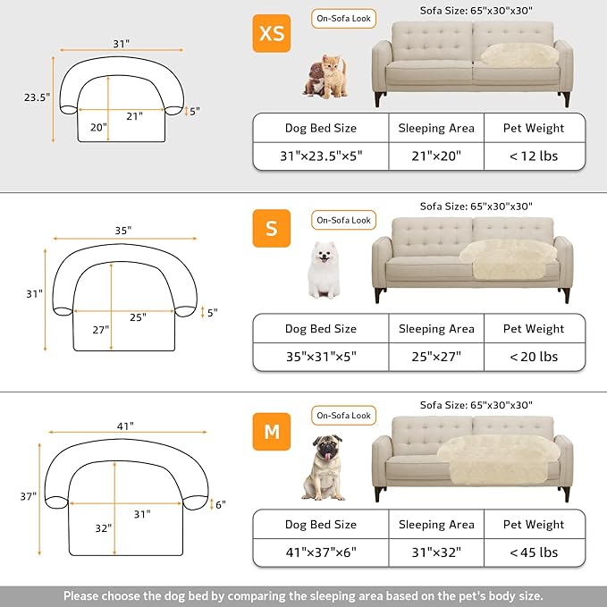 Calming Dog Bed Fluffy Plush Dog Mat for Furniture Protector with Removable Washable Cover for Large Medium Small Dogs and Cats (XS (31"x23.5"x5"), Beige)